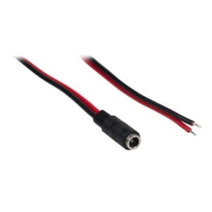2.1 x 5.5mm DC Female Jack to Bare Wire 20 AWG 1 ft.